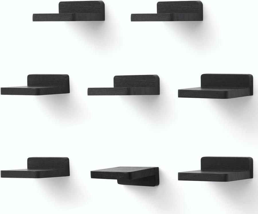 Zwevende Houten Wandplanken Set van 8 voor Multifunctionele Decoratie in Huis