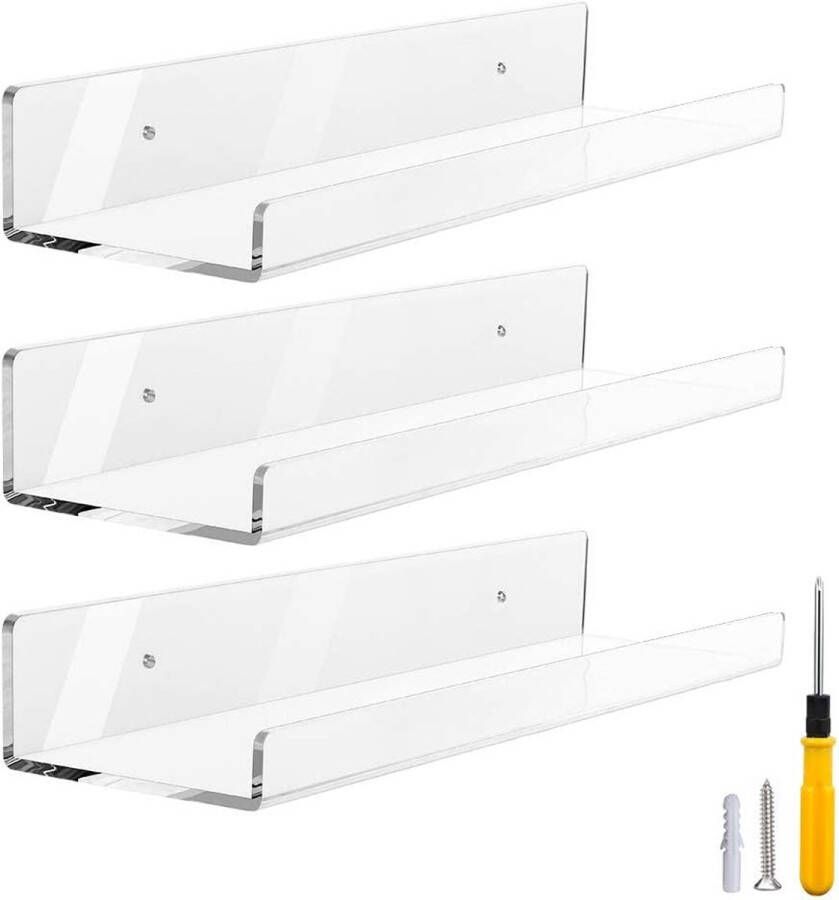 Zwevende keukenplank acrylplankenset helder 38 1 cm transparant onzichtbare wandplank badkamerplank en kleine speelgoedplank aan de muur gemonteerd 5 mm dik 3 stuks