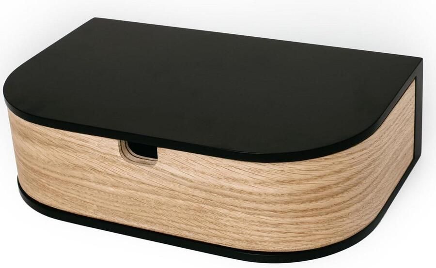 Zwevende laden hangend wandrek van hout met 1 lade om neer te zetten zwart eiken opbergsysteem voor aan de wand Wandplanken & -rekken