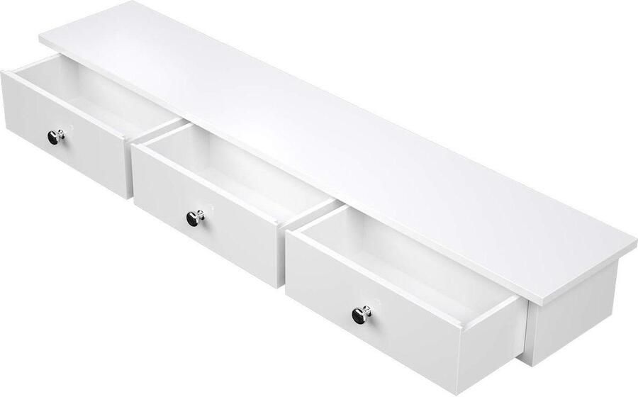 Wandplank zwevende plank 3 lades opbergplank gang 80 x 15 x 10 cm wit FSSongmics woonkamer slaapkamer keuken wall shelf