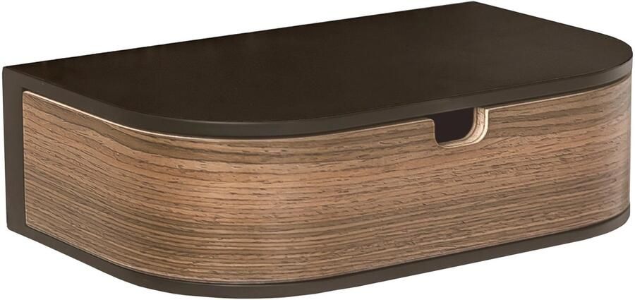 Zwevende lades Hangende wandplank van hout Kleine wandlades hangend Zwevende wandplank met lades Plankenwand voor display (zwart walnoot plank met 1 lade)