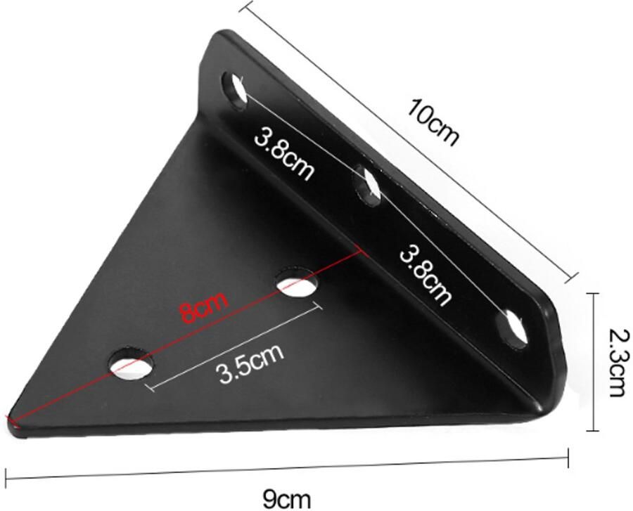 Zwevende metalen driehoekige plankbeugel verborgen blinde wandplankbeugel slaapkamer woonkamer badkamer doe-het-zelf decoratiesteun 2 stuks (8x10cm 3 1x3 9in zwart)