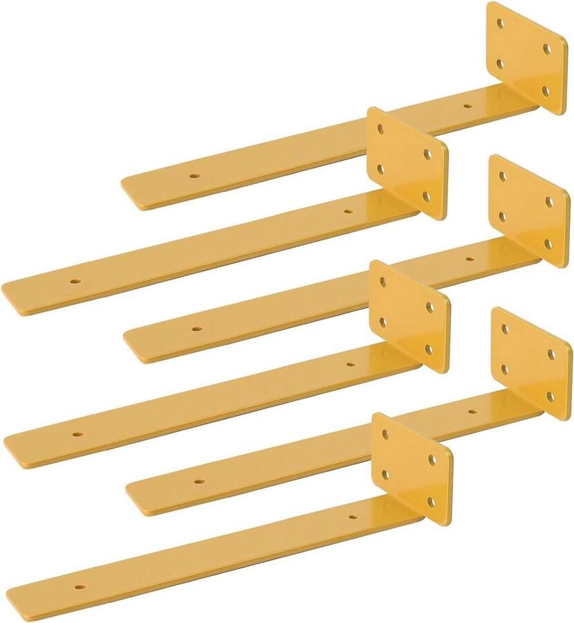 Zwevende Plankhouders Onzichtbaar en Industrieel 6 stuks Geel Metaal 20 cm