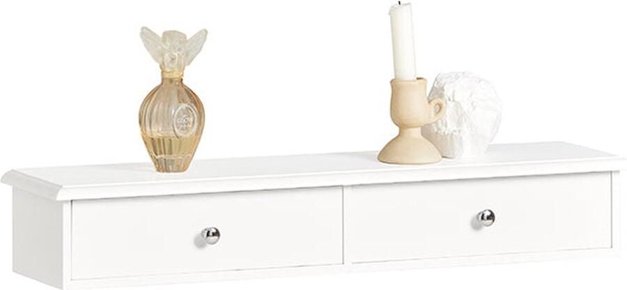 Rootz Living Rootz zwevende plank met laden aan de muur gemonteerde opbergruimte hangende lade strak modern ontwerp stevige MDF-constructie ideaal voor cd's boeken decoratie voorzien van veiligheidsladestoppers wit 64 cm x 15 cm x 10 cm