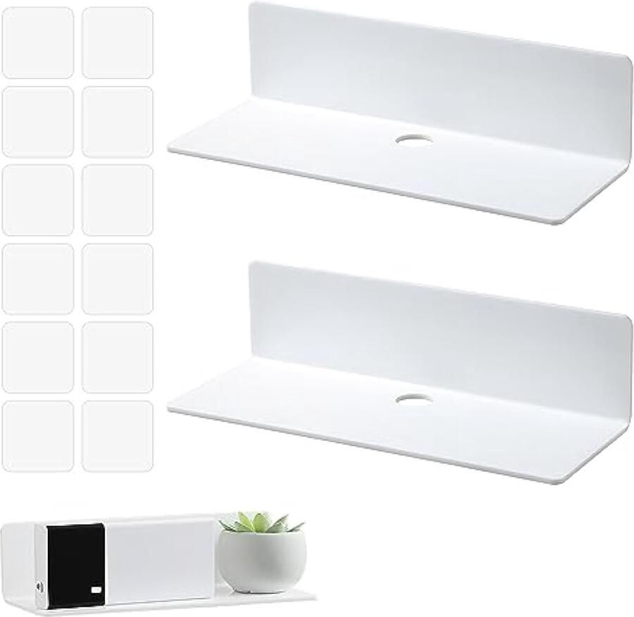 Zwevende plank muur set van 2 zwevende planken wit acryl zwevende plank muur wandplank fotolijst wit voor slaapkamer badkamer keuken kruidenrek muur woonkamer kantoor diepte 10 cm x breedte 23 cm