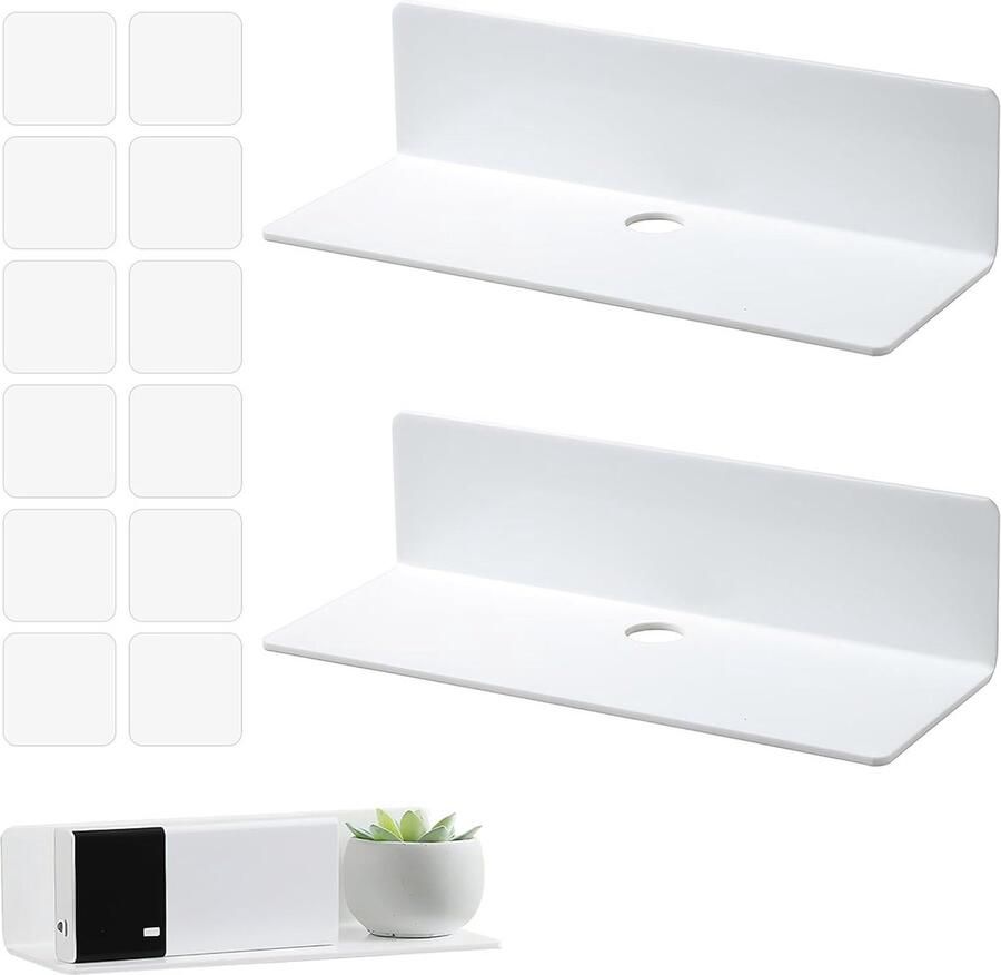 Zwevende plank muur set Wandplank Duo set Wit Acryl 10 cm x 23 cm