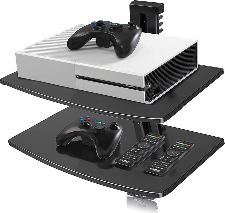 Zwevende Houten Wandplank Set met Handdoekhouder en 8 Haakjes Industrieel Keuken Woonkamer Slaapkamer Kinderkamer Muurdecoratie 41cm Bruin Zwart wall shelf - Foto 2