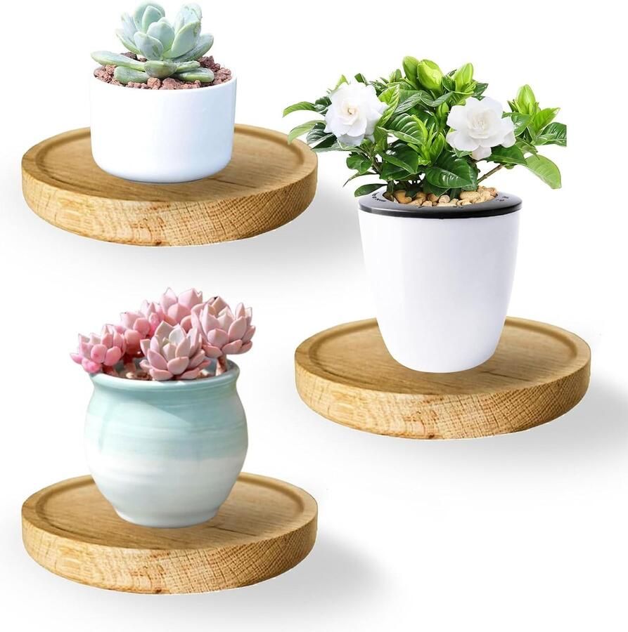 Zwevende plank rond houten wandplank 3-delige set kleine planken wandplanken plantenrek houten plank massief eiken wandplank hangrek voor slaapkamer keuken kantoor woonkamer enz