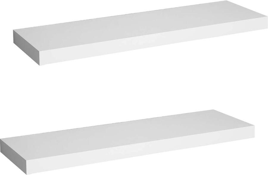 Zwevende Plank Set van 2 Wandplanken van MDF in Wit 80 x 23 x 3 8 cm