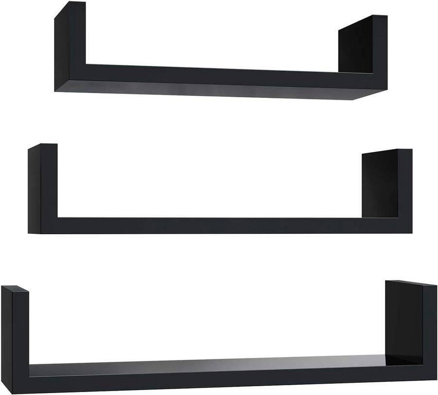Zwevende plank set van 3 30 35 40 cm wandmontage woonkamer werkkamer badkamer keuken zwart belastbaar tot 10 kg SONGMICS. Wandrek
