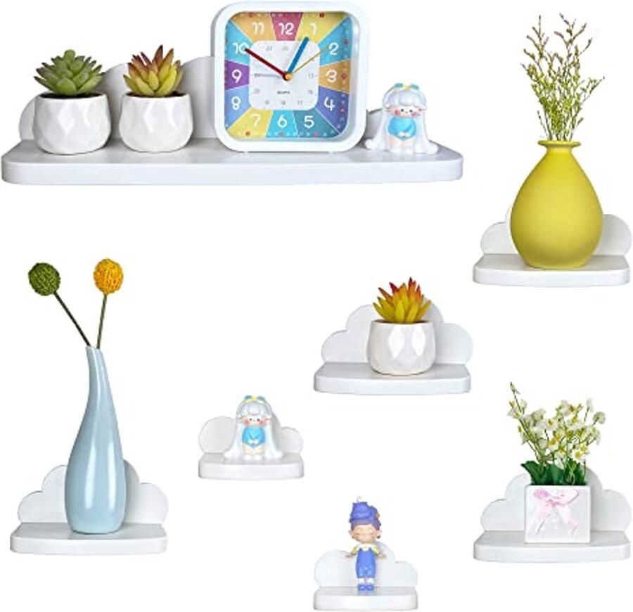 Zwevende Plank Set van 7 Creatieve Wandplank voor Slaapkamer Woonkamer Keuken en Hal