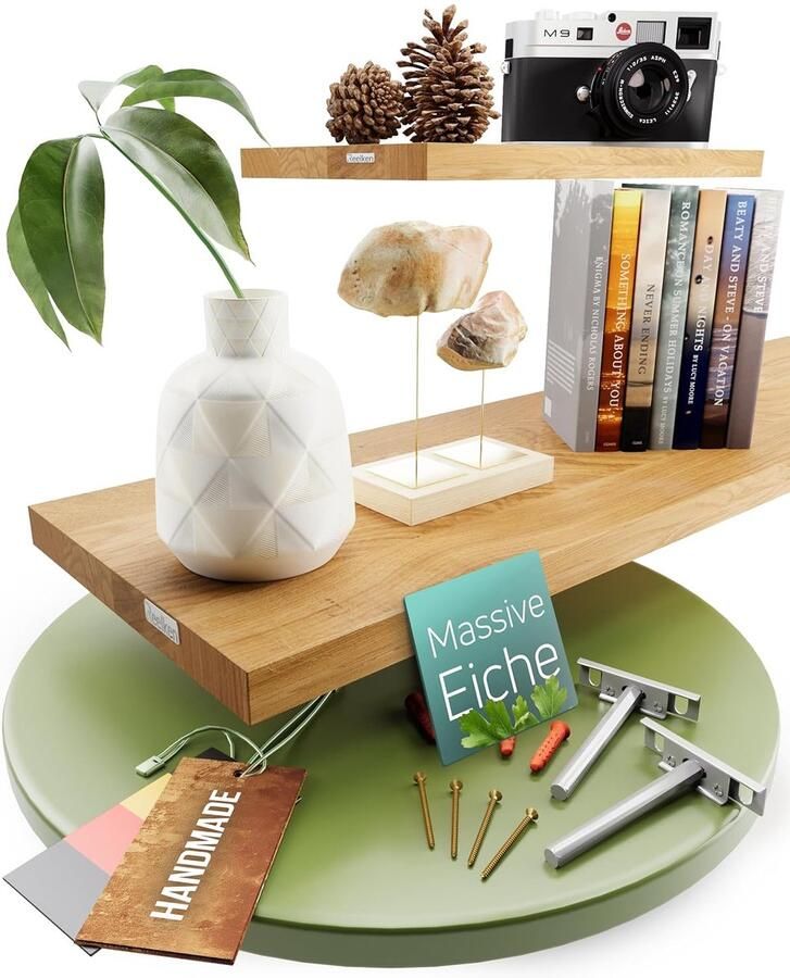 Zwevende plank van massief eikenhout Natuurlijk elegant 1 stuk