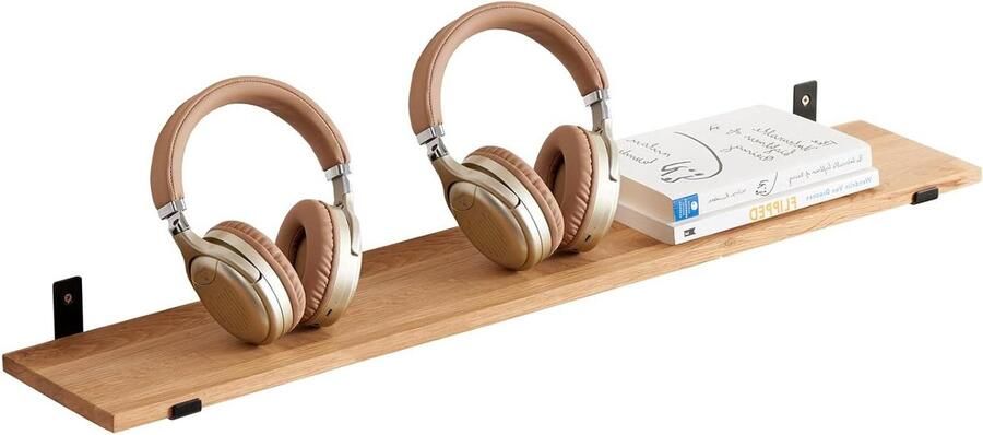 Zwevende Plank van Massief Eikenhout Wandplank voor Badkamer Woonkamer en Kantoor 1 stuk 90 cm Eikenhout