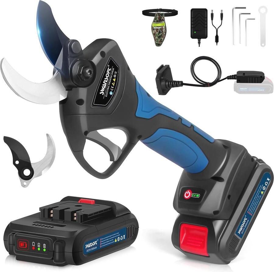 Accu-elektrische takkenschaar 40 mm snijdiameter lichte snoeischaar met 2 batterijen