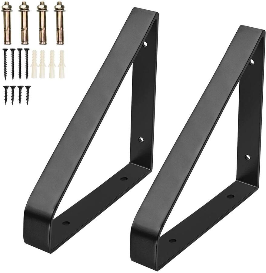 Zwevende Plankbeugel Stalen Driehoekige Planksteunen 2 Stuks Zwart Geschikt voor Meerdere Ruimtes