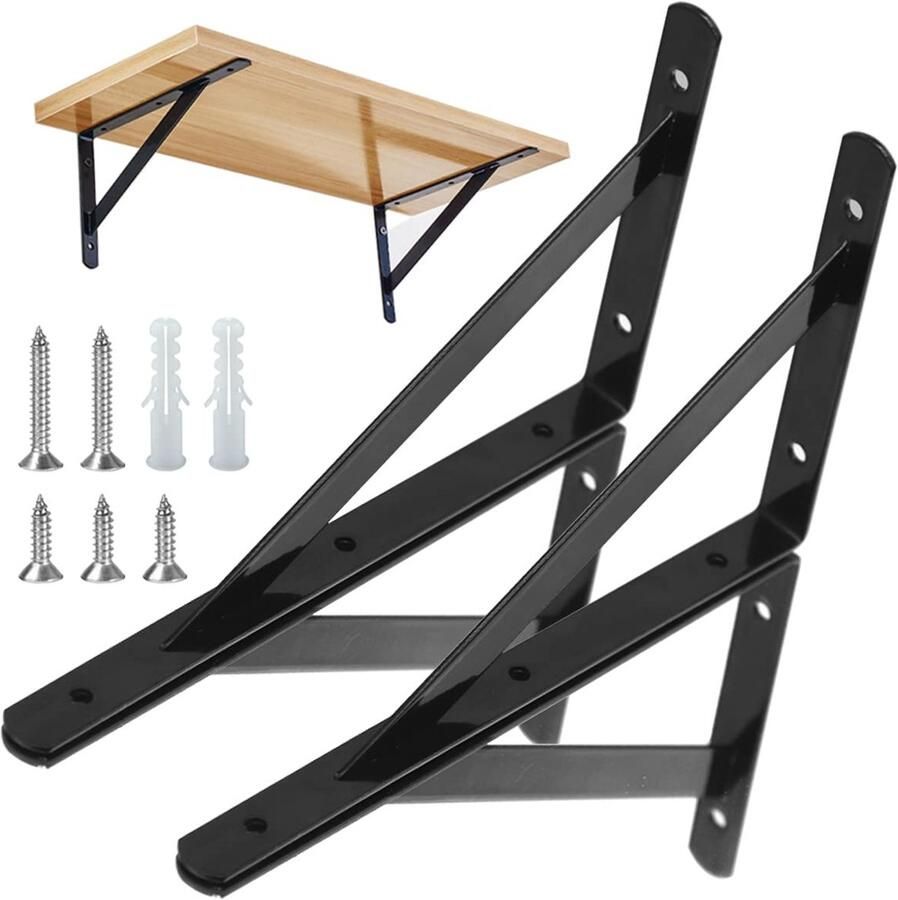 Zwevende Plankbeugels Duurzaam en Elegant Set van 4 Zwart Staal