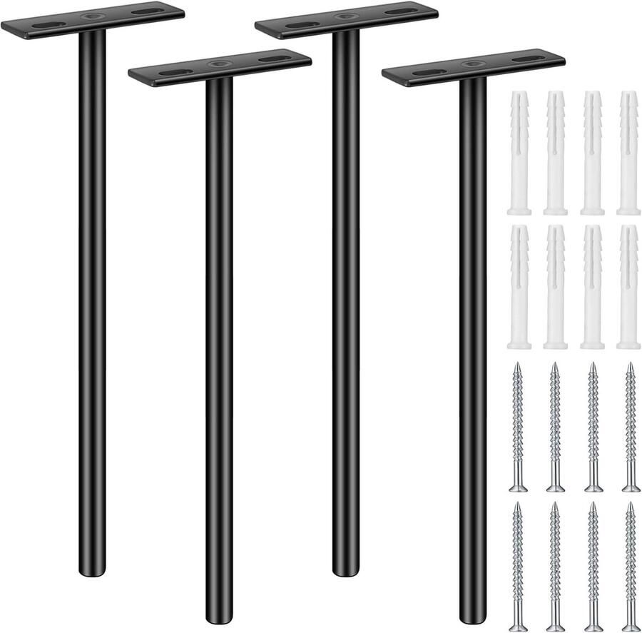 Zwevende Plankbeugels Onzichtbare Beugels 4 Stuks Zwart Metaal 20 4 x 6 cm