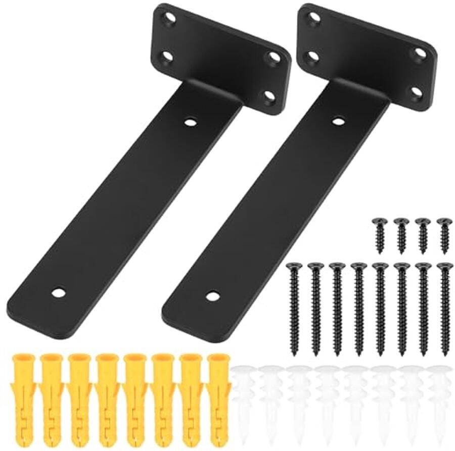 Zwevende Plankdragers Onzichtbare Boekenplanksteunen voor Wandplanken (Zwart 20cm)