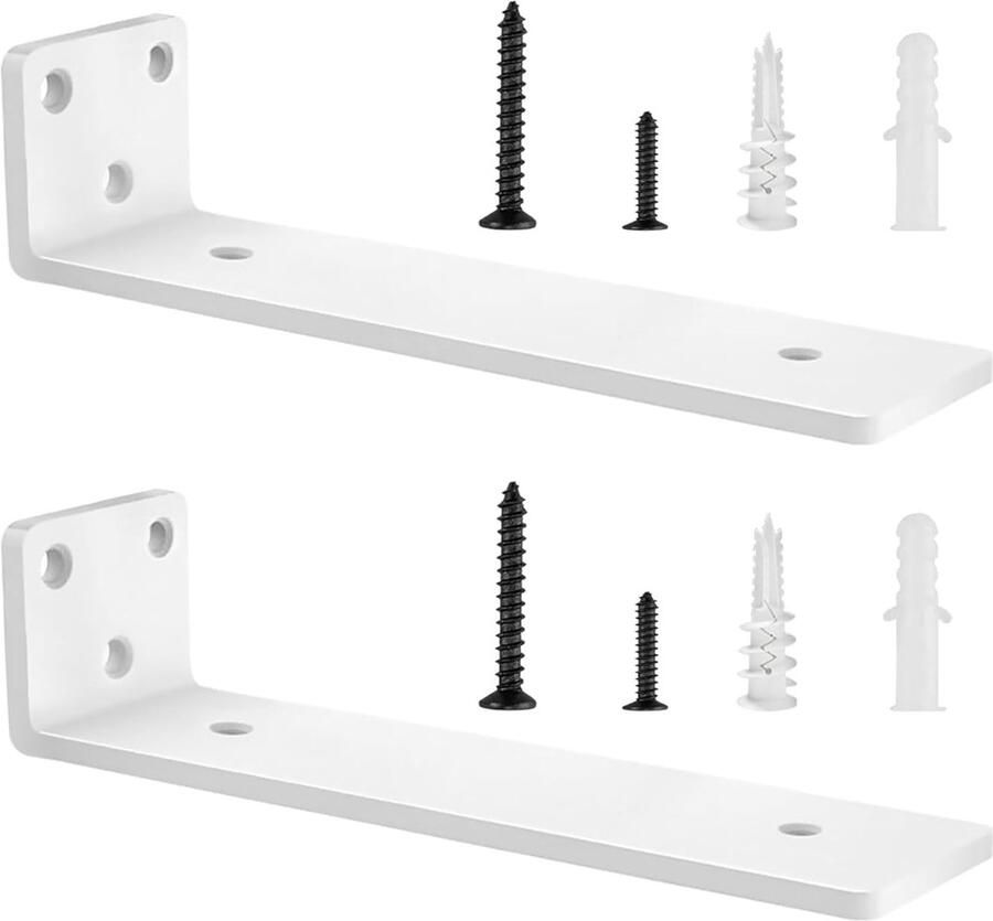 Zwevende Plankdragers Robuust voor Wandplanken 2 Stuks Wit Metalen 25cm