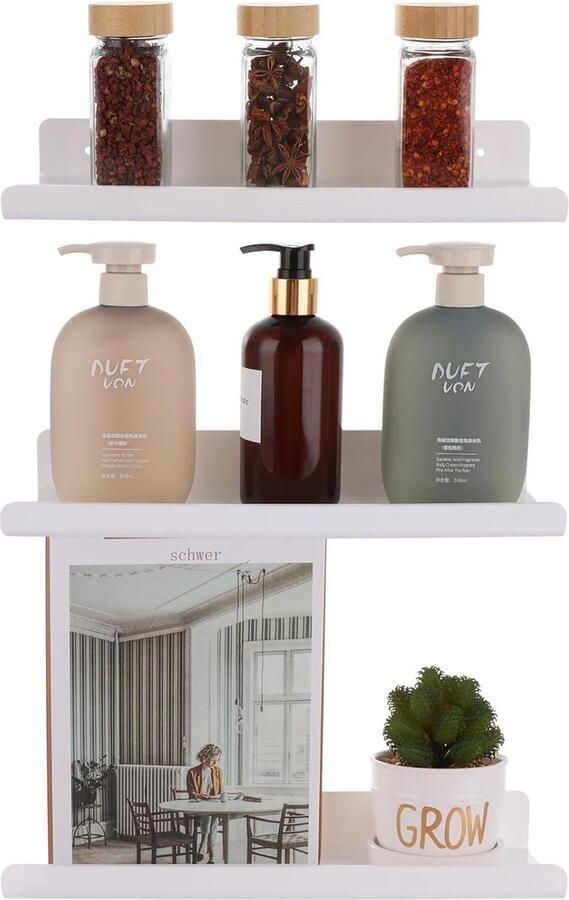 Zwevende Planken Acryl Set van 4 Wit 30 cm