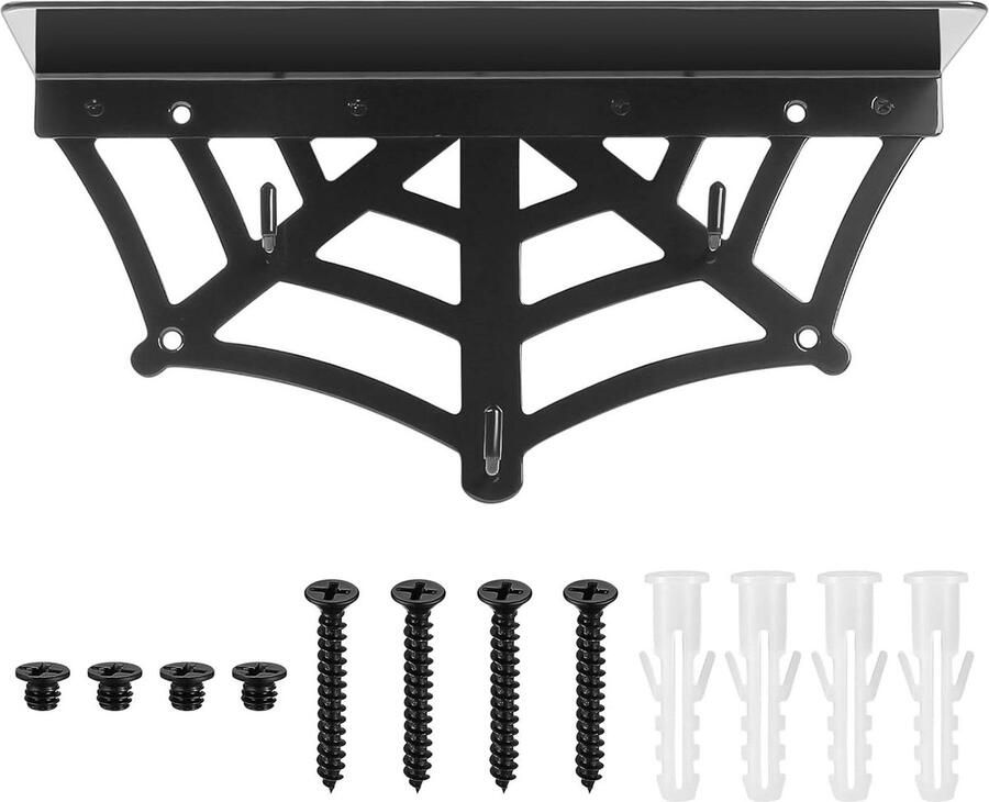 Zwevende Planken Gotisch Spinnennet Decor Voor Slaapkamer en Woonkamer 1 Stuk Zwart Hout