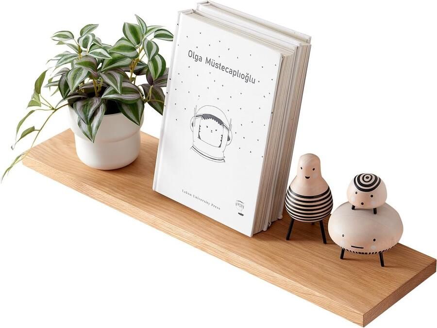 Zwevende Planken Hout Massief Eiken Display Wandplank 60cm Geschikt voor Woonkamer Badkamer Slaapkamer Keuken