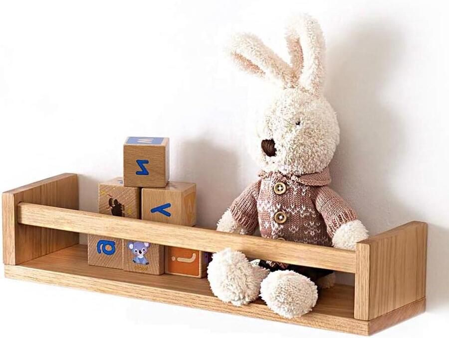 Zwevende Planken Hout 40cm Eiken Massief Drijvende Wandplanken Display Boekenplank voor Verhalenboeken voor Thuis Kantoor Slaapkamer Decoratie Woonkamer (40 CM)