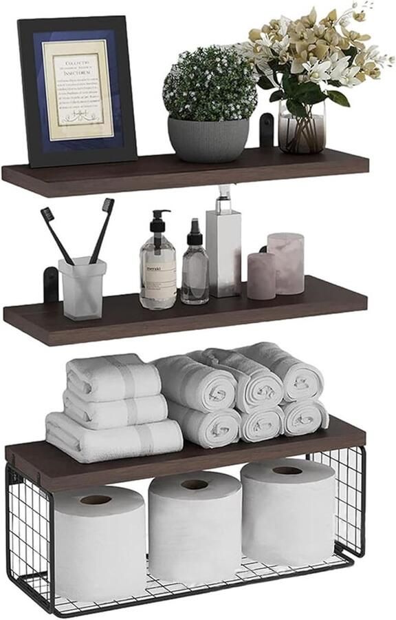 Zwevende Planken Natuurlijk Hout Multifunctioneel Set van 2