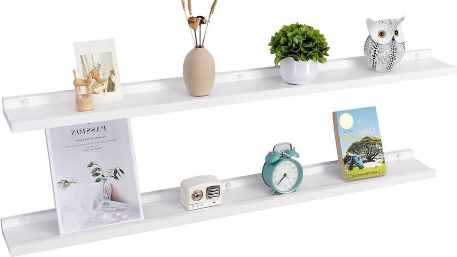 Zwevende Houten Wandplanken Massief Natuurlijk Hout Set van 2 91 cm