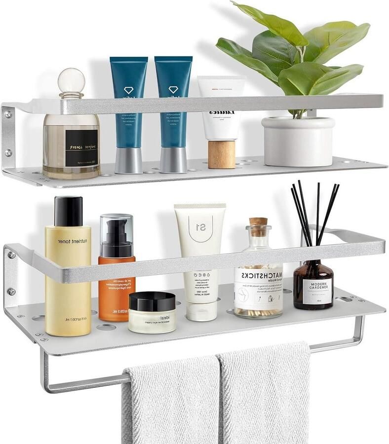 Zwevende planken ruimte aluminium wandmontage set van 2 hangende wandplanken voor slaapkamer keuken badkamer woonkamer thuiskantoor opbergorganizer