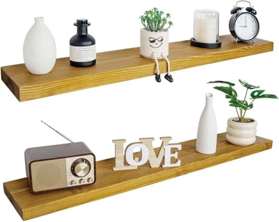 Zwevende Planken Rustieke Houten Wandplanken voor Badkamer Woonkamer Slaapkamer en Keuken Set van 2 48 Inch