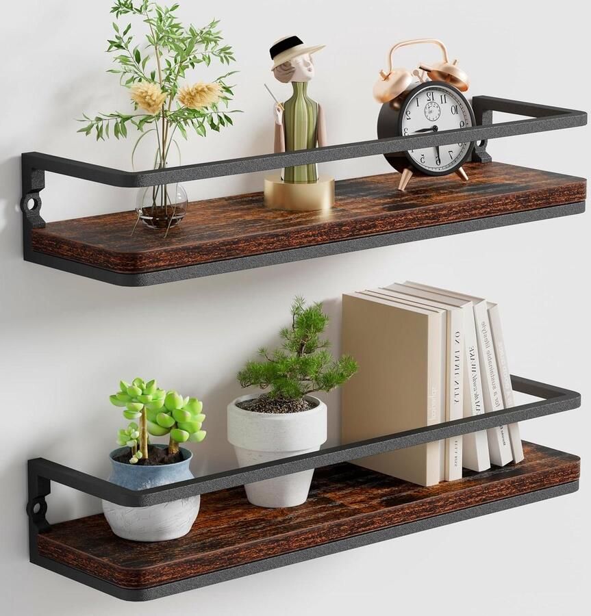 Zwevende planken set van 2 42 cm houten wandplanken voor badkamer slaapkamer keuken kantoor