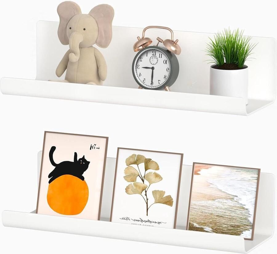 Zwevende planken set van 2 Decoratieve wandplanken voor woonkamer en slaapkamer
