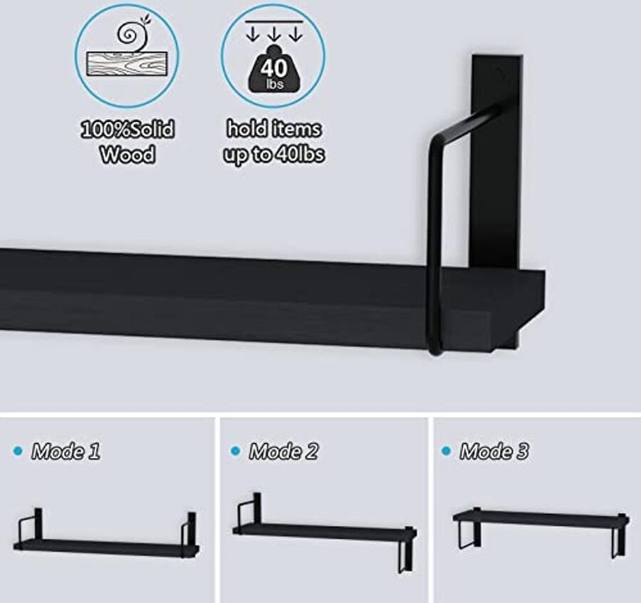 Zwevende planken set van 3 61 cm rustieke wandplanken voor decoratie en opberging