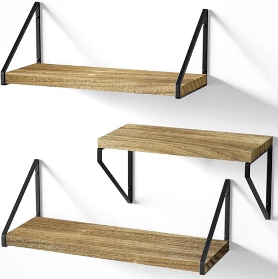 Zwevende Planken Set van 3 Wandplanken voor Woonkamer Slaapkamer en Keuken