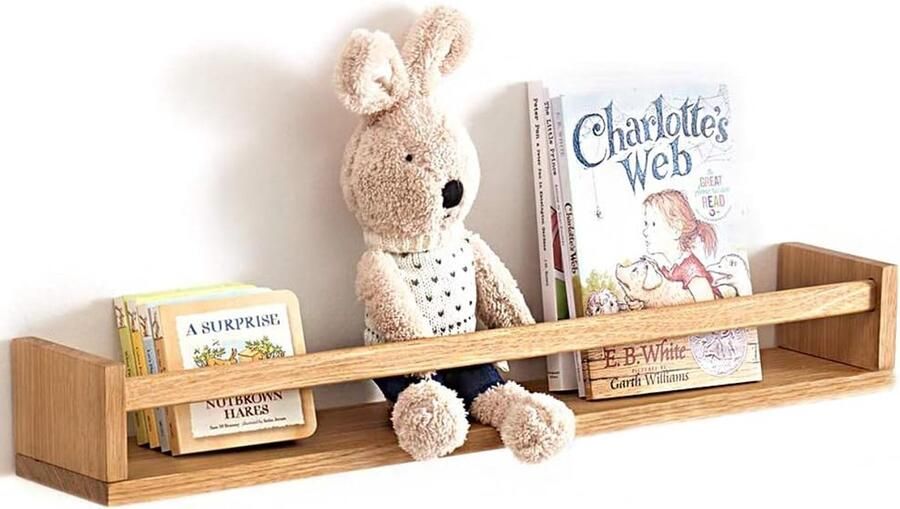 Zwevende Planken voor Kinderkamer Eiken Houten Drijvende Wandplanken 40cm