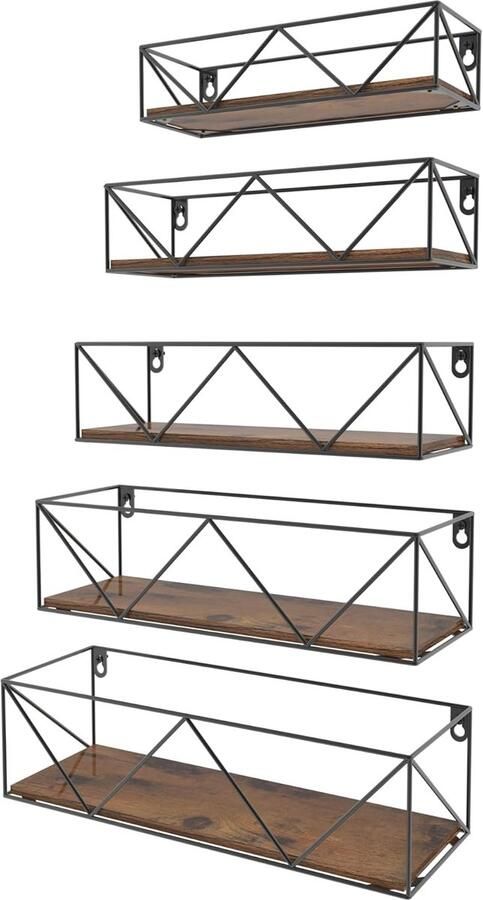 Zwevende Planken voor Muur Rustiek Design 5 Stuks Houtkleur