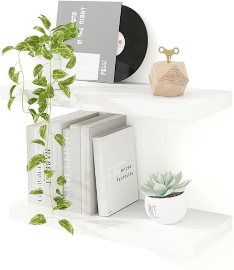 Zwevende Planken voor Muur Set van 2 Houten Wandplanken van 40 cm Ideaal voor Badkamer Woonkamer en Keuken