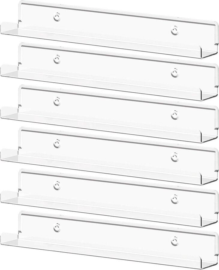 Zwevende Planken voor Vinyl Platen Acryl Muurplank 6 Pak Doorzichtig 12 inch