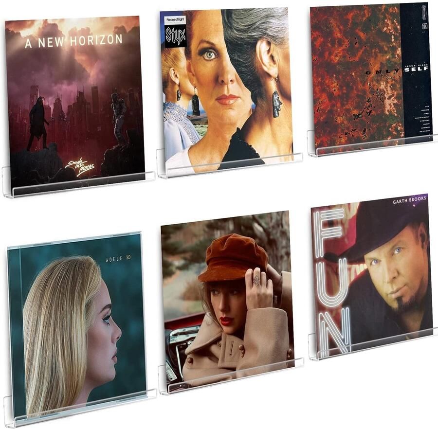 Zwevende Planken voor Vinylplaten Set van 6 Transparant Acryl 30 2 cm