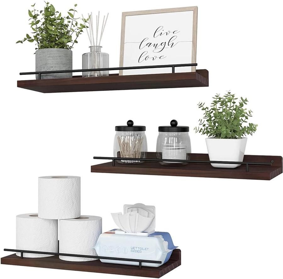 Zwevende planken wanddecoratieplanken set van 3 wandplanken voor slaapkamer badkamer keuken woonkamer planten fotolijsten kunst