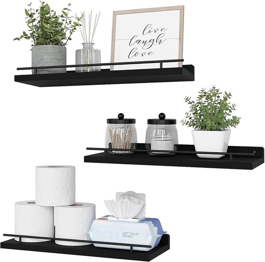 Zwevende planken wanddecoratieplanken set van 3 wandplanken voor slaapkamer badkamer keuken woonkamer planten fotolijsten kunst