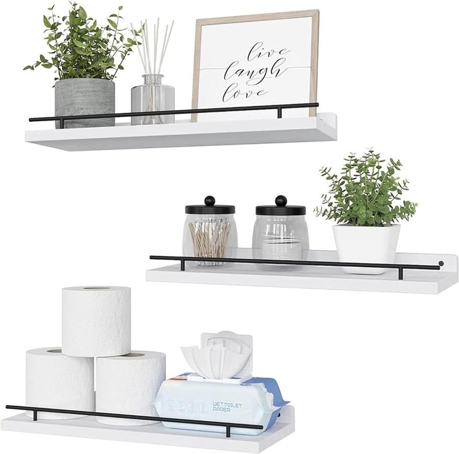 Zwevende planken wanddecoratieplanken set van 3 wandplanken voor slaapkamer badkamer keuken woonkamer planten fotolijsten kunst