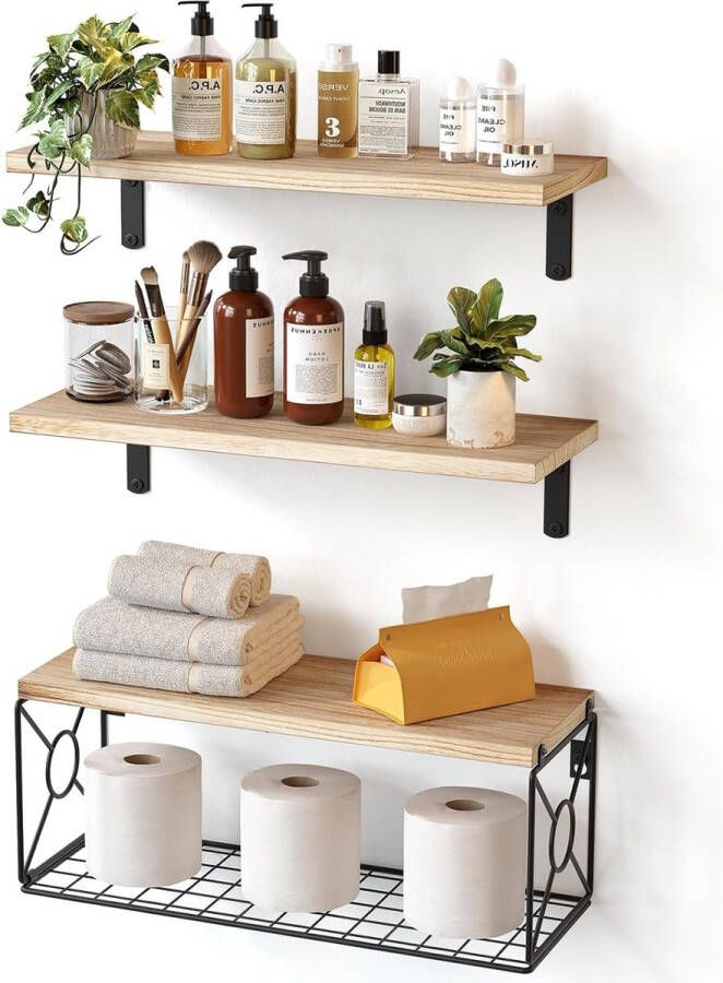 Zwevende Planken Wandplank Paulownia Houten Wandplanken Houten Planken 3+1 Stuks Voor Slaapkamer Badkamer Woonkamer Keuken Thuiskantoor Wasruimte