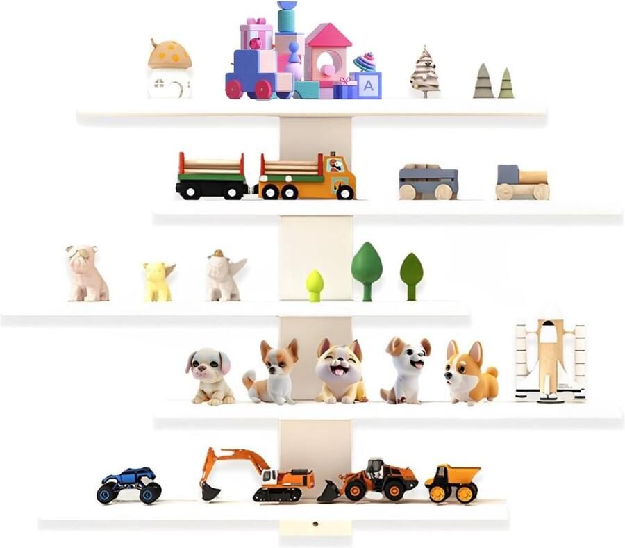 Zwevende planken wandrek 5 etages geschikt voor woonkamer en slaapkamer