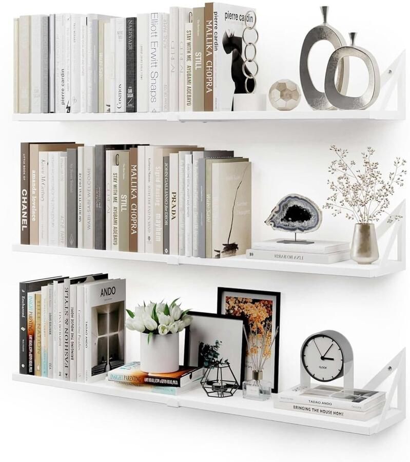 Zwevende Planken Wit Ruimtebesparend en Veelzijdig Set van 2 Paulowniahout