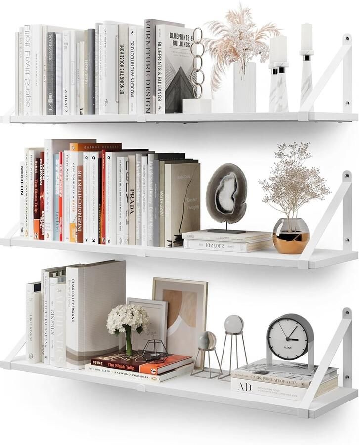 Zwevende Planken Wit Ruimtebesparend en Veelzijdig Set van 2 Paulowniahout