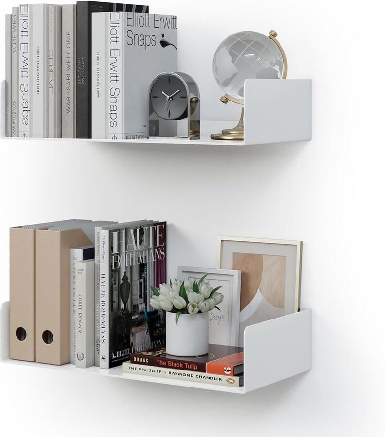 Zwevende Planken Wit Ruimtebesparend Set van 2 Paulowniahout