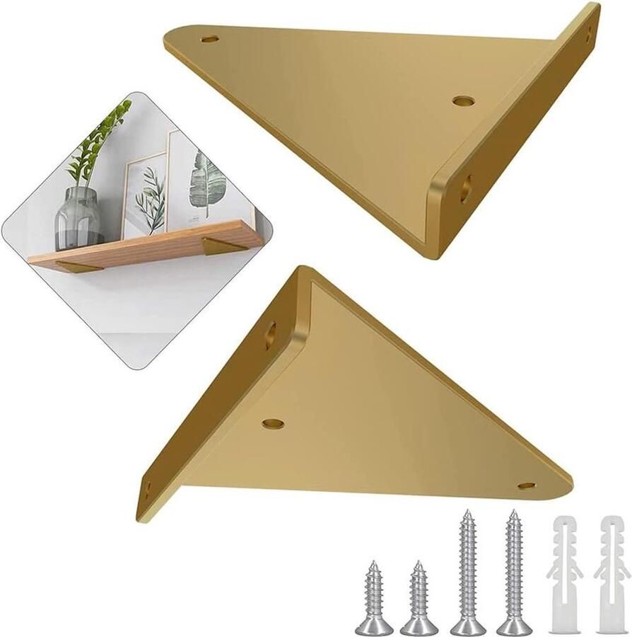 Zwevende plankhouders hoeken set van 2 voor plankdragers met schroeven boekenkasten keukenplanken badkamerplanken tentoonstellingsrekken