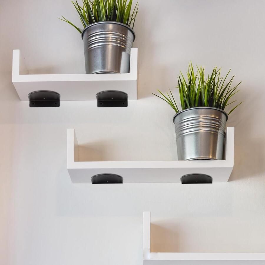 Zwevende plankhouders onzichtbare wandbeugels 2 stuks zwart